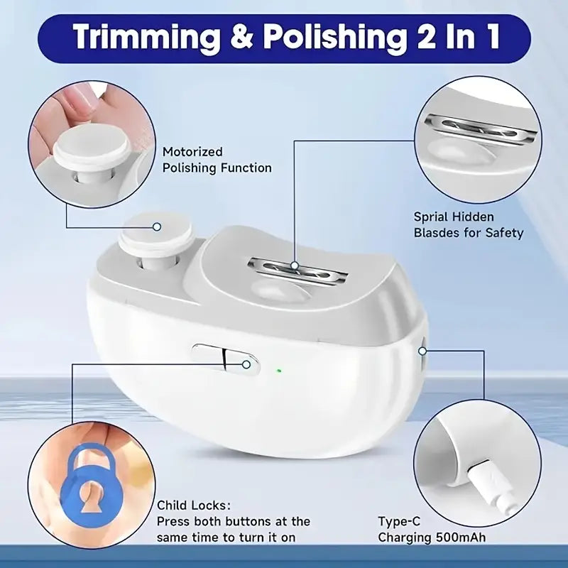 Electric Nail Clipper & Polisher | 2 in 1 قصاصة أظافر كهربائية وملمعة 2 في 1