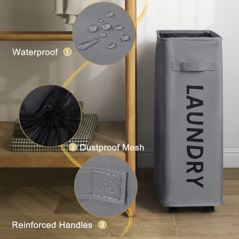 Rolling Mesh Laundry Basket with wheels