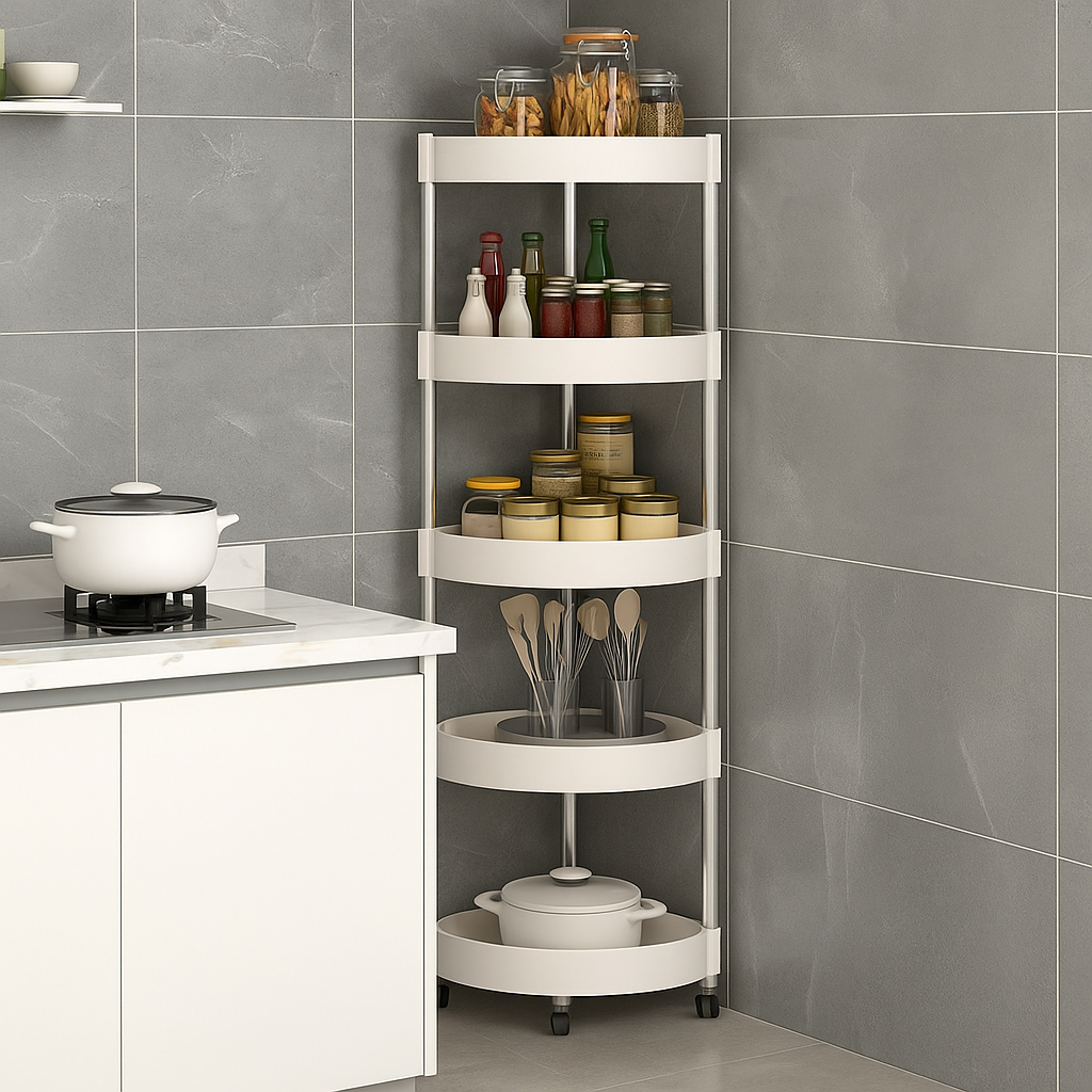 5 layers Rolling Corner Shelf