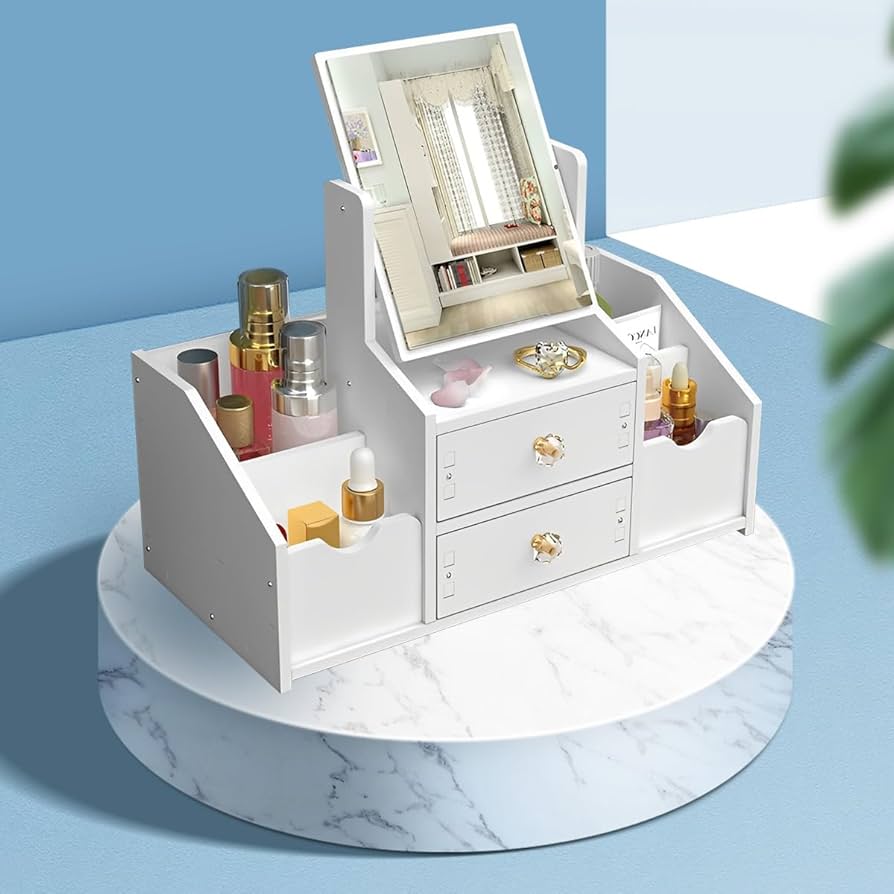 Wooden Vanity Makeup Organizer