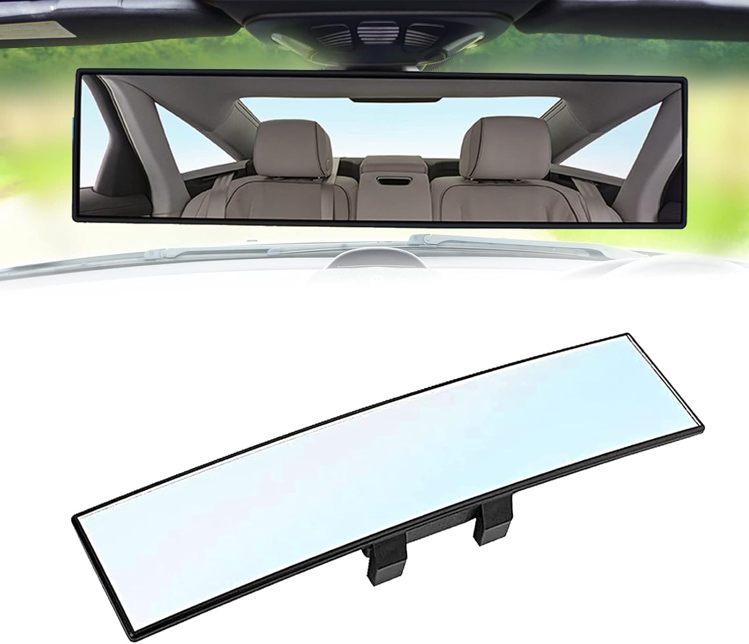 12" Panoramic Clip-On Rearview Mirror, Wide Angle مرآة خلفية بانورامية 12 بوصة بزاوية واسعة