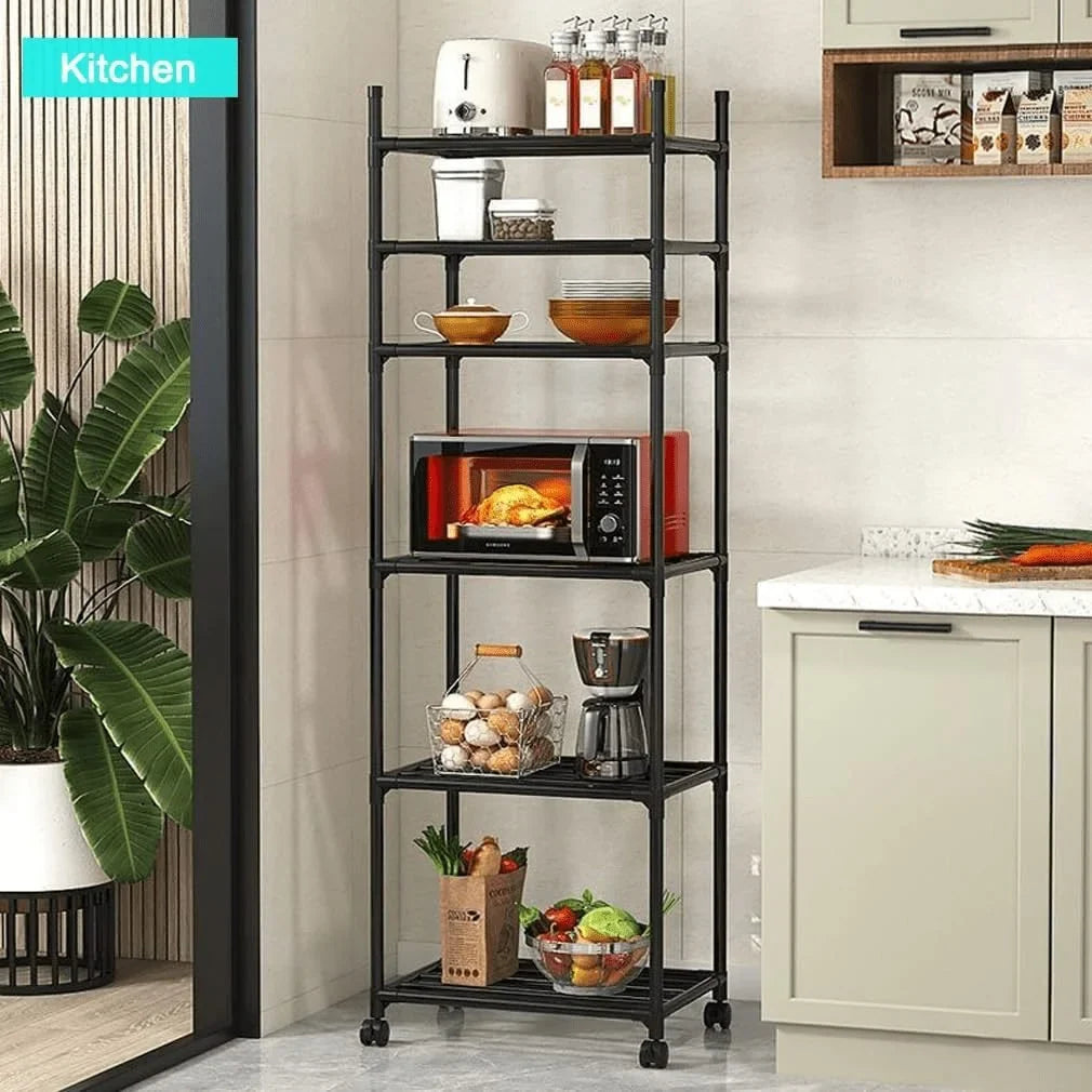 Steel Heavy Duty 6 Tier Rolling Kitchen Storage Shelves