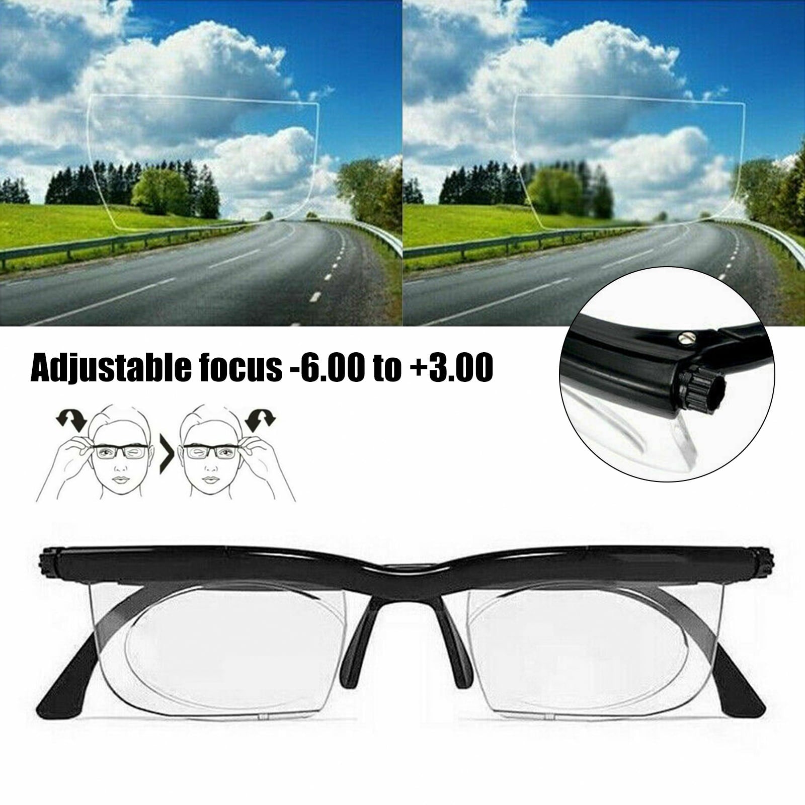 Sundials Adjustable Reading Glasses From -6° Till +3°