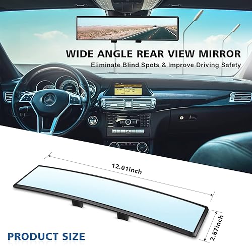 12" Panoramic Clip-On Rearview Mirror, Wide Angle مرآة خلفية بانورامية 12 بوصة بزاوية واسعة