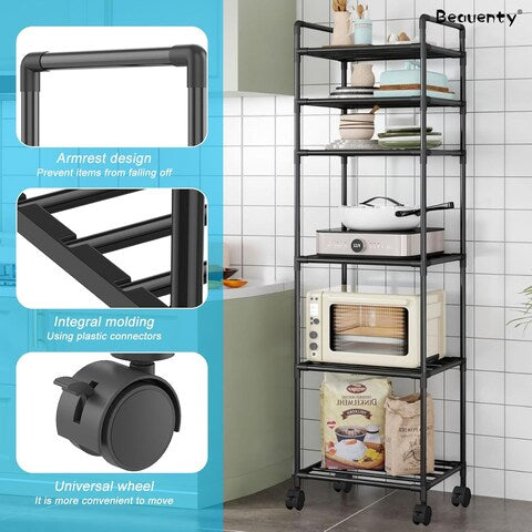 Steel Heavy Duty 6 Tier Rolling Kitchen Storage Shelves