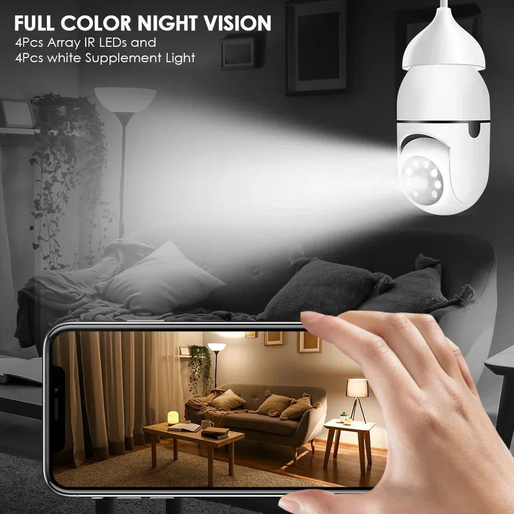360° WiFi Light Bulb Wireless Cam CCTV كاميرا مراقبة لاسلكية بشكل لمبة 360°