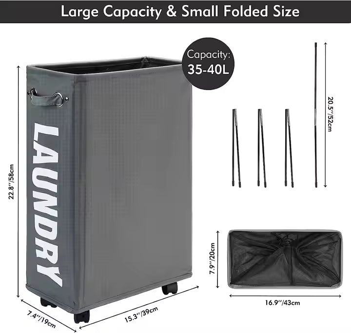 Rolling Mesh Laundry Basket with wheels