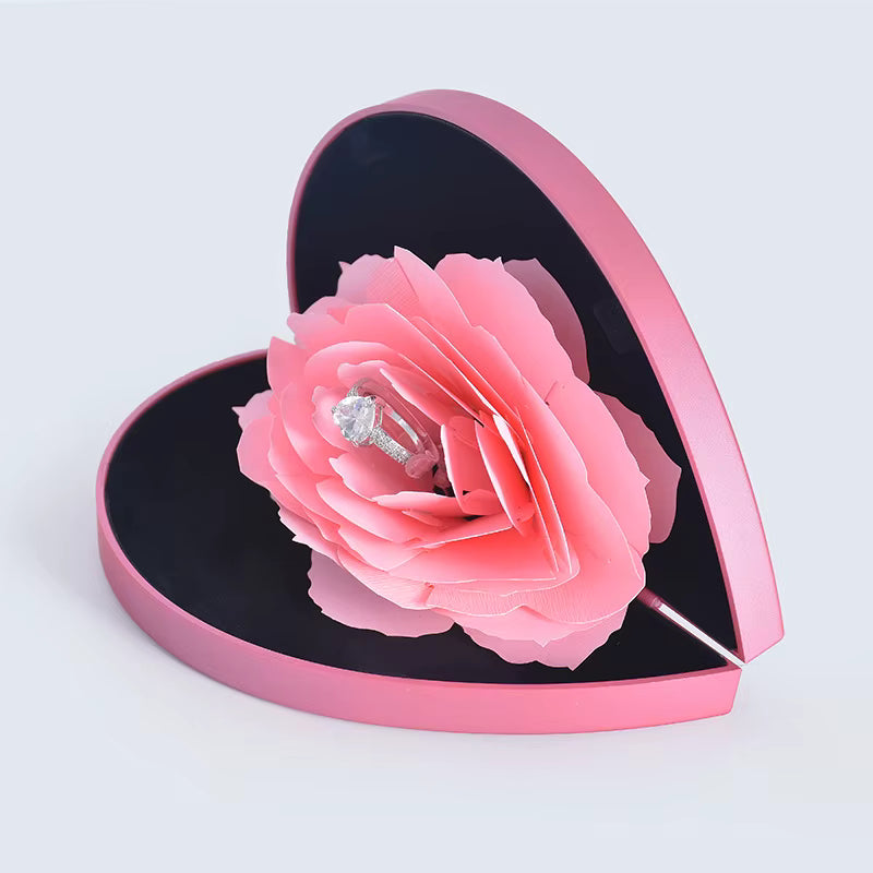 Valentine Rose Heart Ring Box علبة خاتم على شكل وردة للفالنتاين