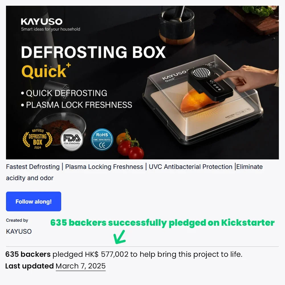 Kayuso | World's First Plasma Circulation UVC Defrosting Box | 4X Faster + <5% Nutrition Loss