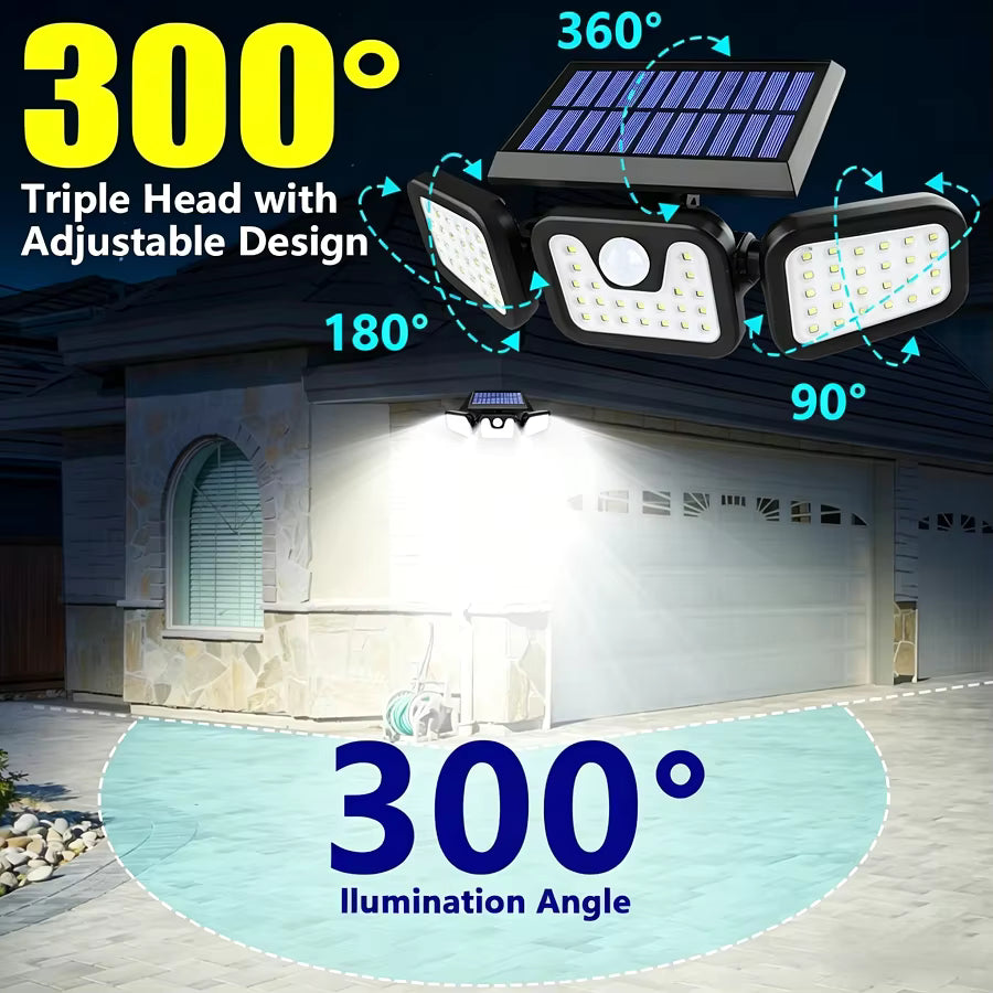 Triple-Head Solar Power Security Light