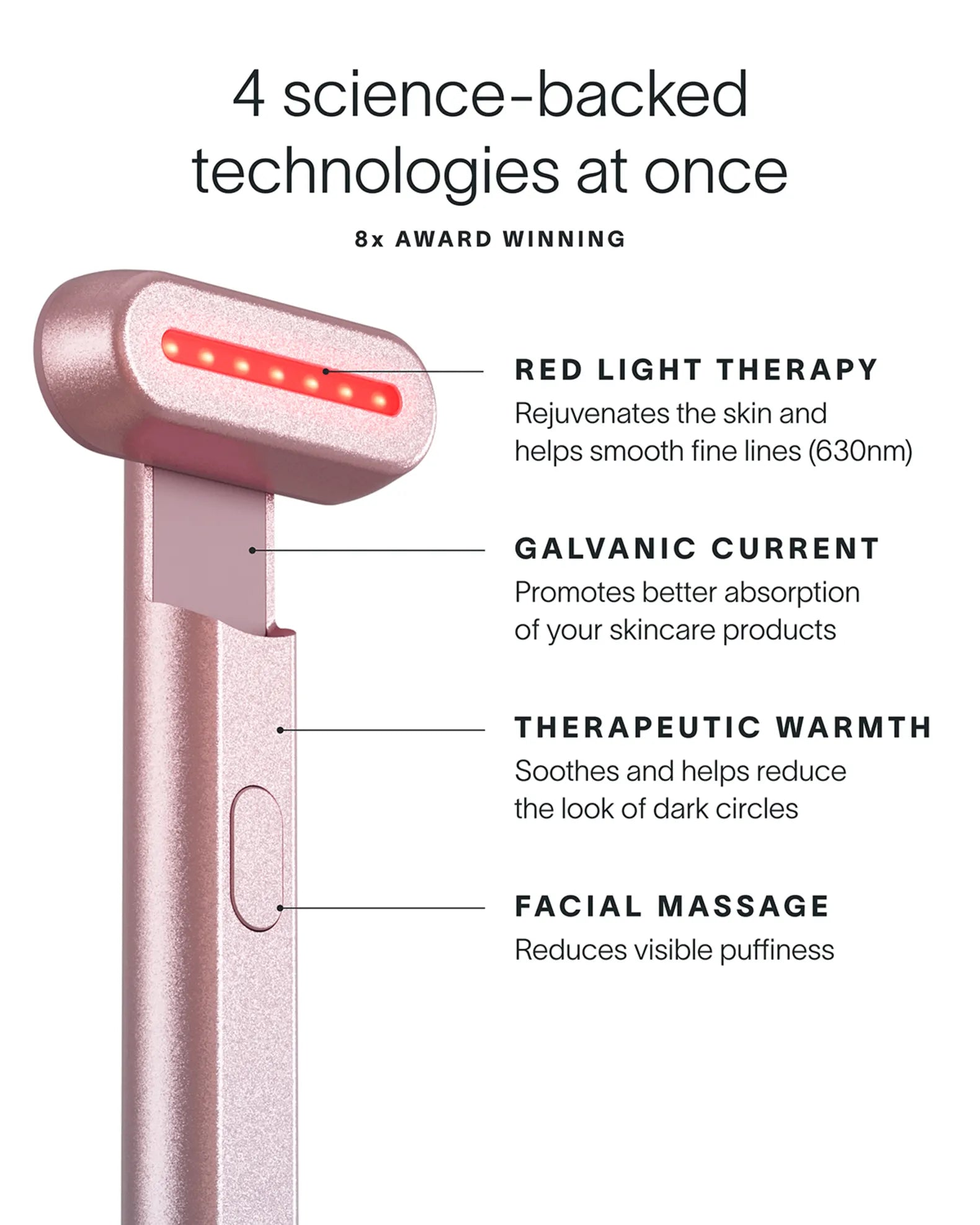 Radiant Renewal Skincare Wand with Red Light Therapy عصا العناية بالبشرة بالضوء الأحمر