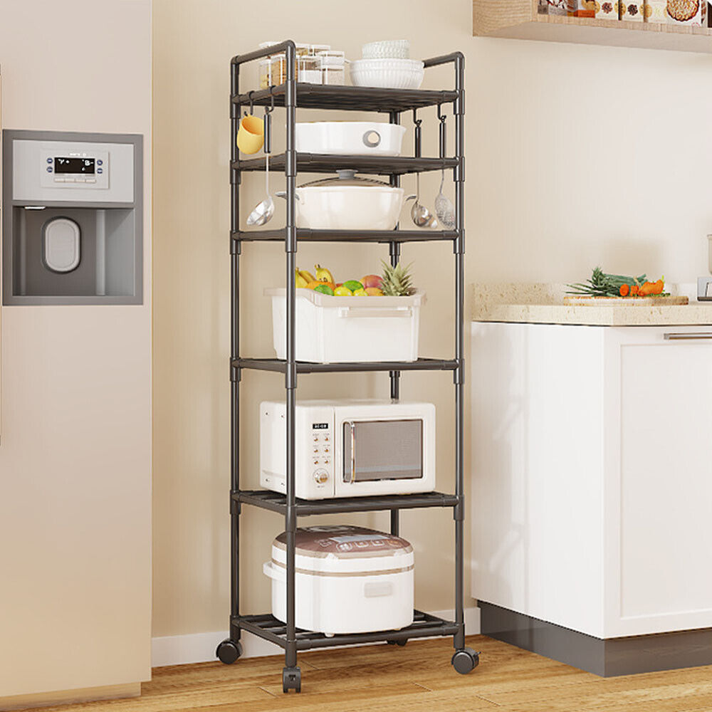Steel Heavy Duty 6 Tier Rolling Kitchen Storage Shelves