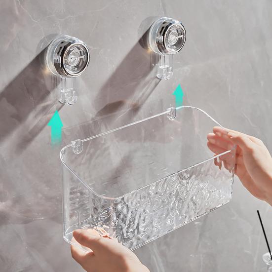 Transparent Suction Cup Wall Mounted Storage Rack رف تخزين شفاف بكوب شفط للجدار