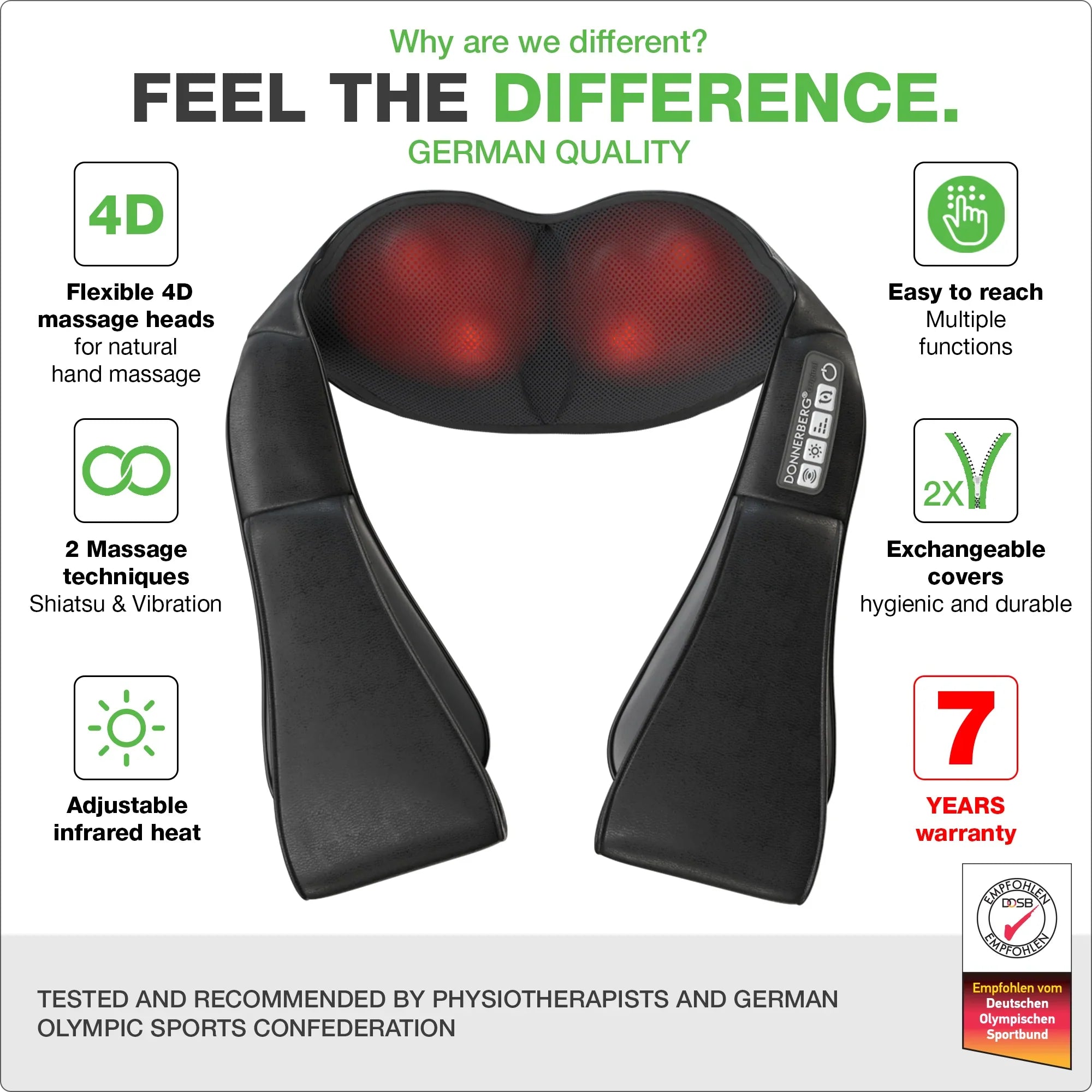 Shiatsu Neck Massager with Heat - Full Body Pain Relief