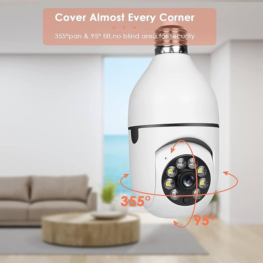 360° WiFi Light Bulb Wireless Cam CCTV كاميرا مراقبة لاسلكية بشكل لمبة 360°