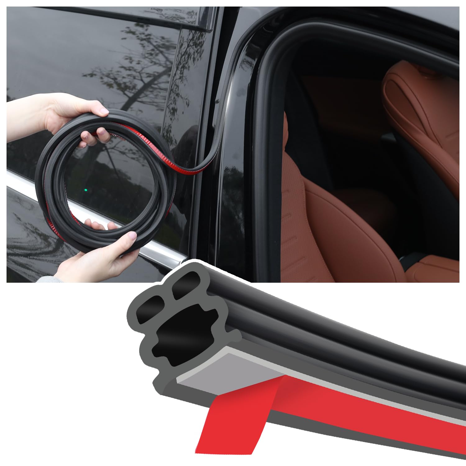 Rubber Door Stripping Seal Strip + Soundproofing شريط مطاطي عازل للصوت + مانع للتسرب