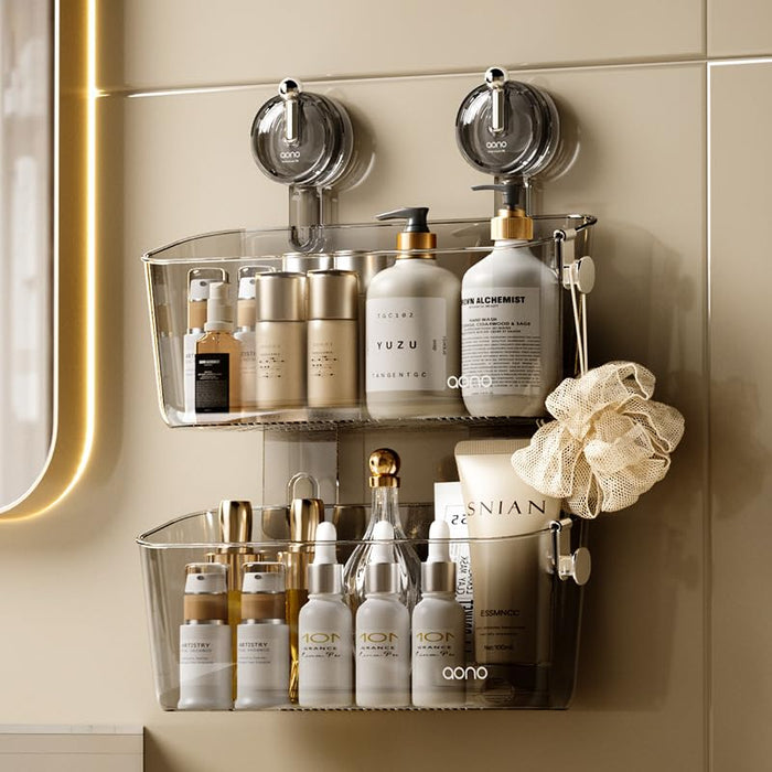 Transparent Suction Cup Wall Mounted Storage Rack رف تخزين شفاف بكوب ش ...