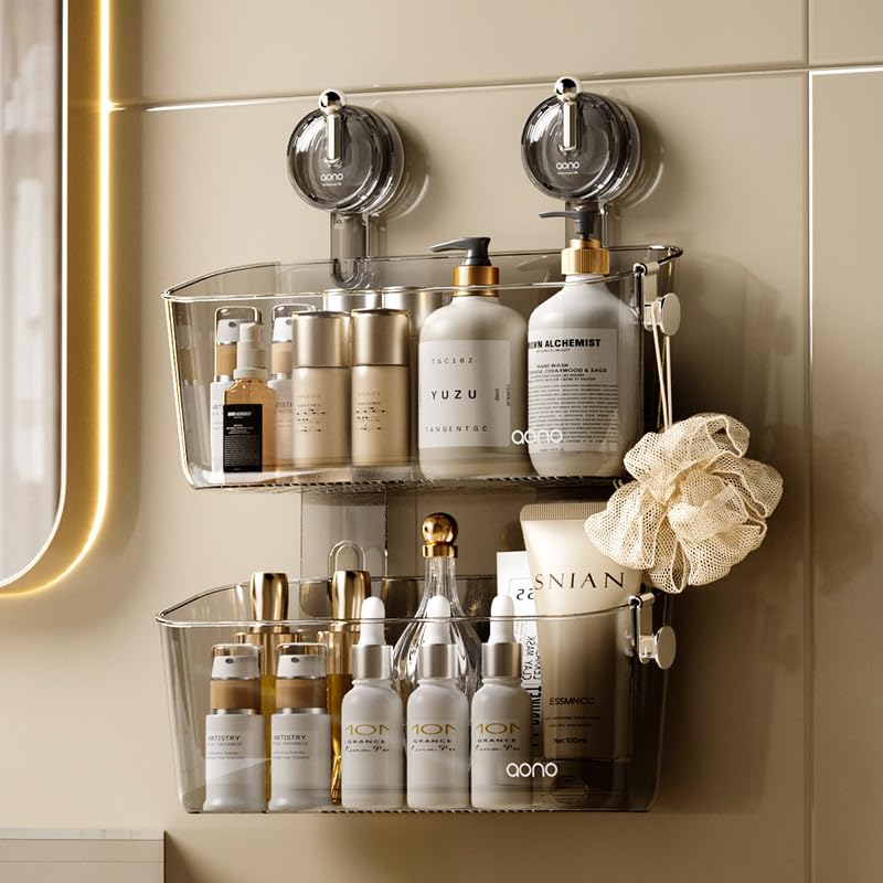 Transparent Suction Cup Wall Mounted Storage Rack رف تخزين شفاف بكوب شفط للجدار