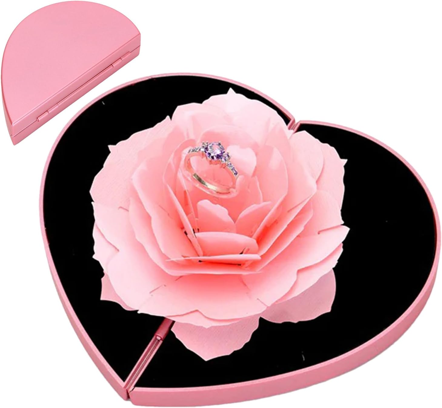Valentine Rose Heart Ring Box علبة خاتم على شكل وردة للفالنتاين