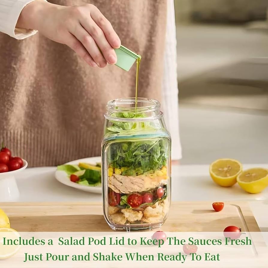 Salad Pod With Leakproof Jar Lid وعاء سلطة بغطاء مانع للتسرب