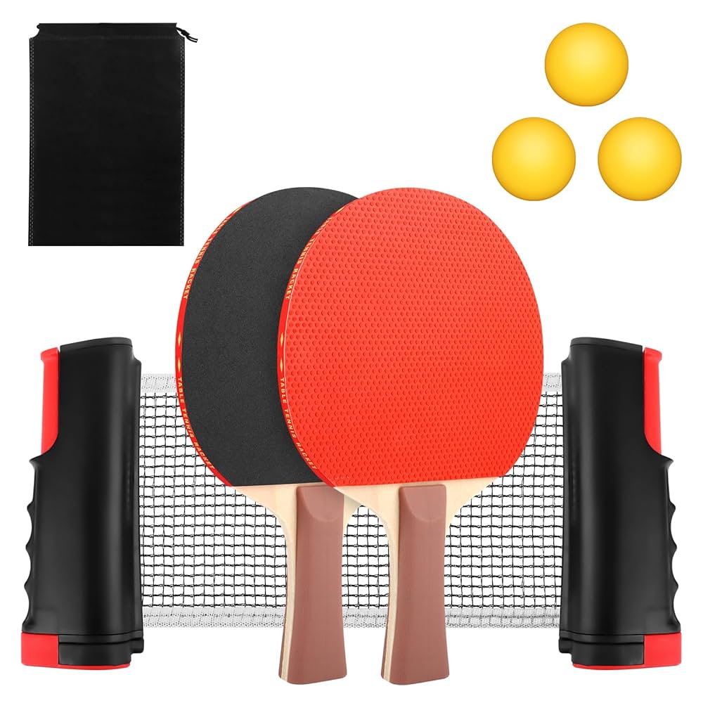 Retractable Table Tennis Net With 2 Rackets