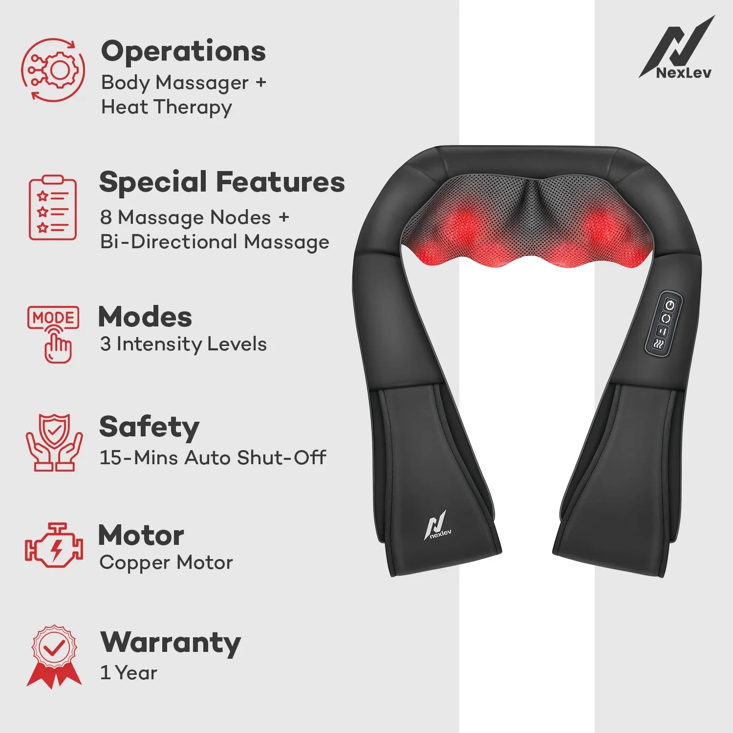 Shiatsu Neck Massager with Heat - Full Body Pain Relief