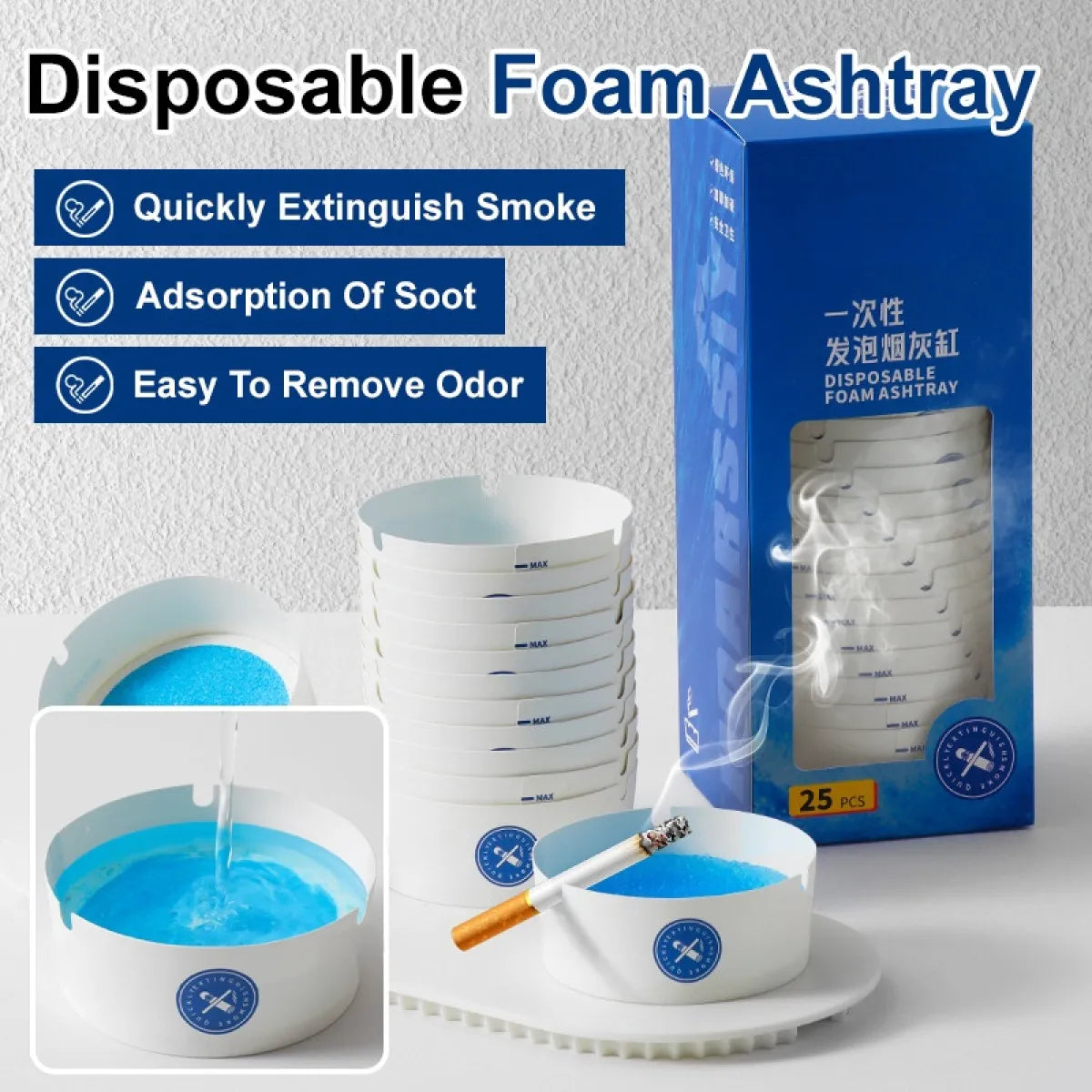 Disposable Foam Ashtray (pack of 25 pcs)