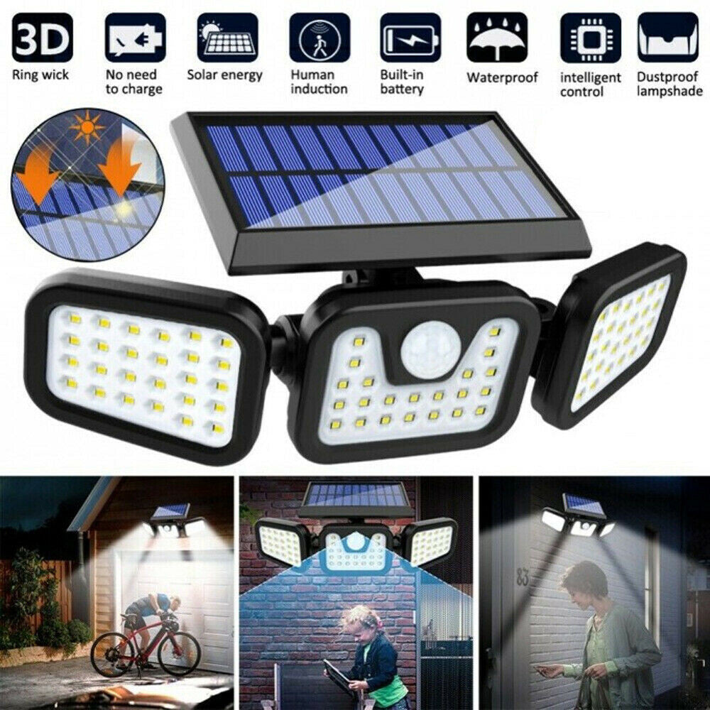 Triple-Head Solar Power Security Light