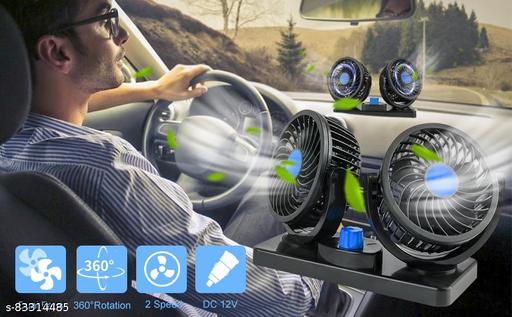 Dual Head Car Fan – Powerful Cooling with 360° Rotation