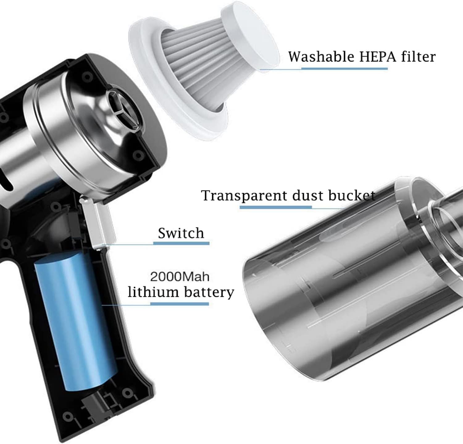 CORDLESS RECHARGEABLE VACUUM CLEANER مكنسة كهربائية لاسلكية قابلة للشحن